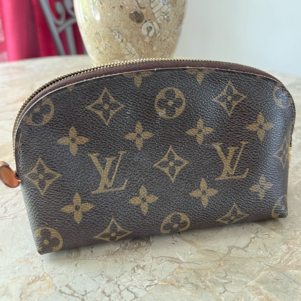 Louis Vuitton Brown and Gold Monogram Cosmetics Pouch